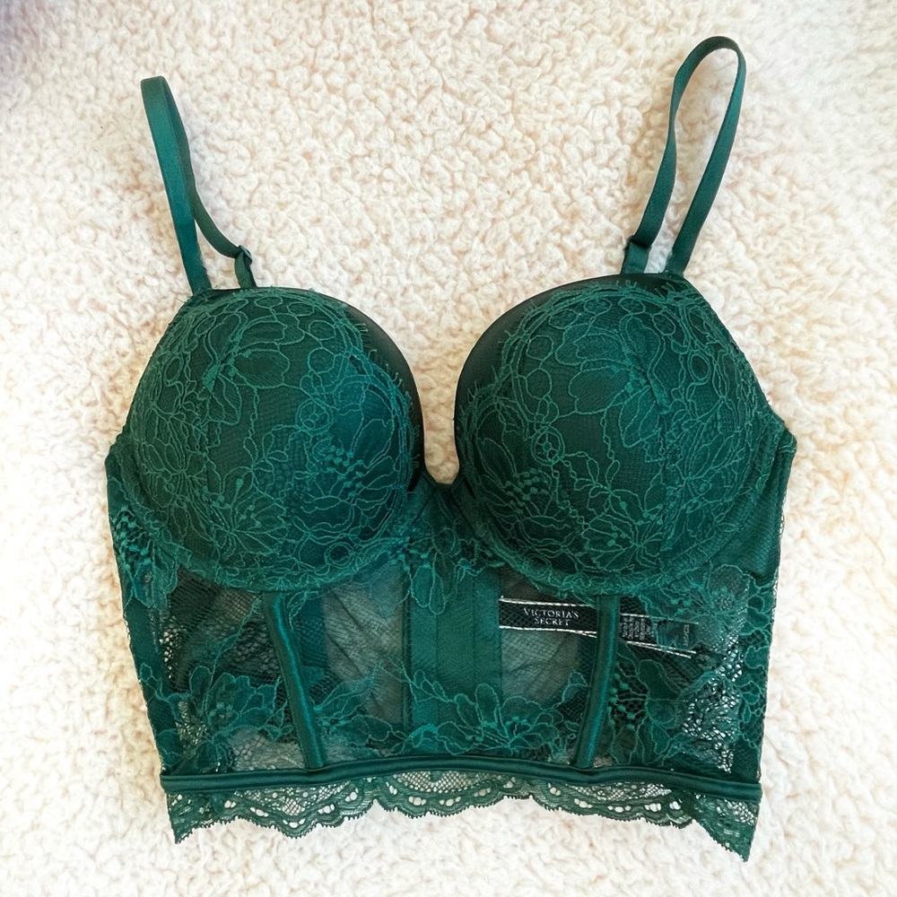 Victoria’s Secret green bombshell bustier bra top